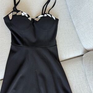 Speechless Black Strapless Dress with Silver Accents